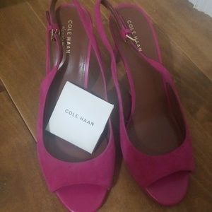 Peep toe sling-back heels